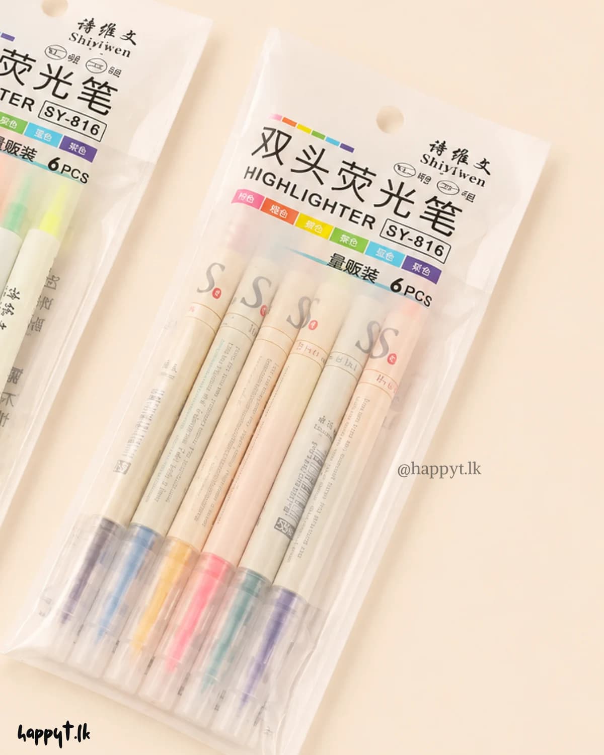 Twin pen highlighter set 6pcs (12 colors)