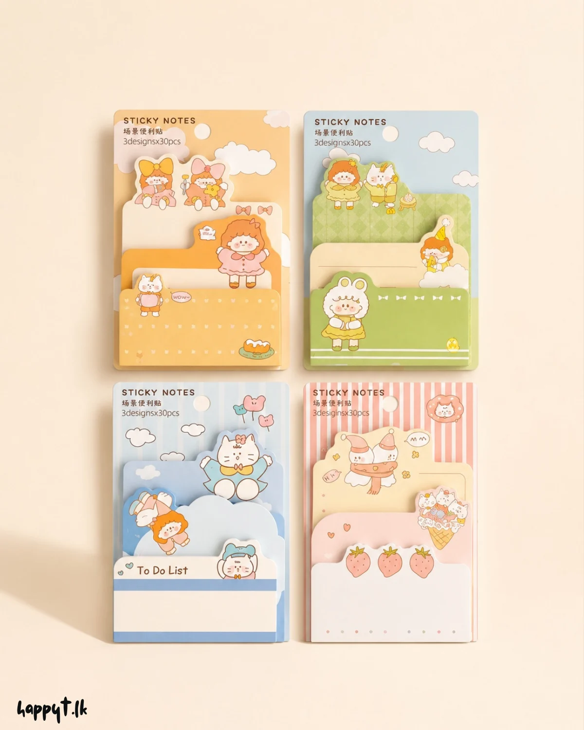 Cute Layer Sticky Notes Set (3 designs x 30 pages)